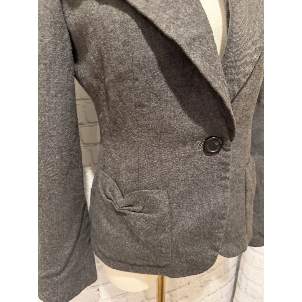 TALBOTS Women’s Gray Blazer Jacker Wool Blend Suit Business Size 2